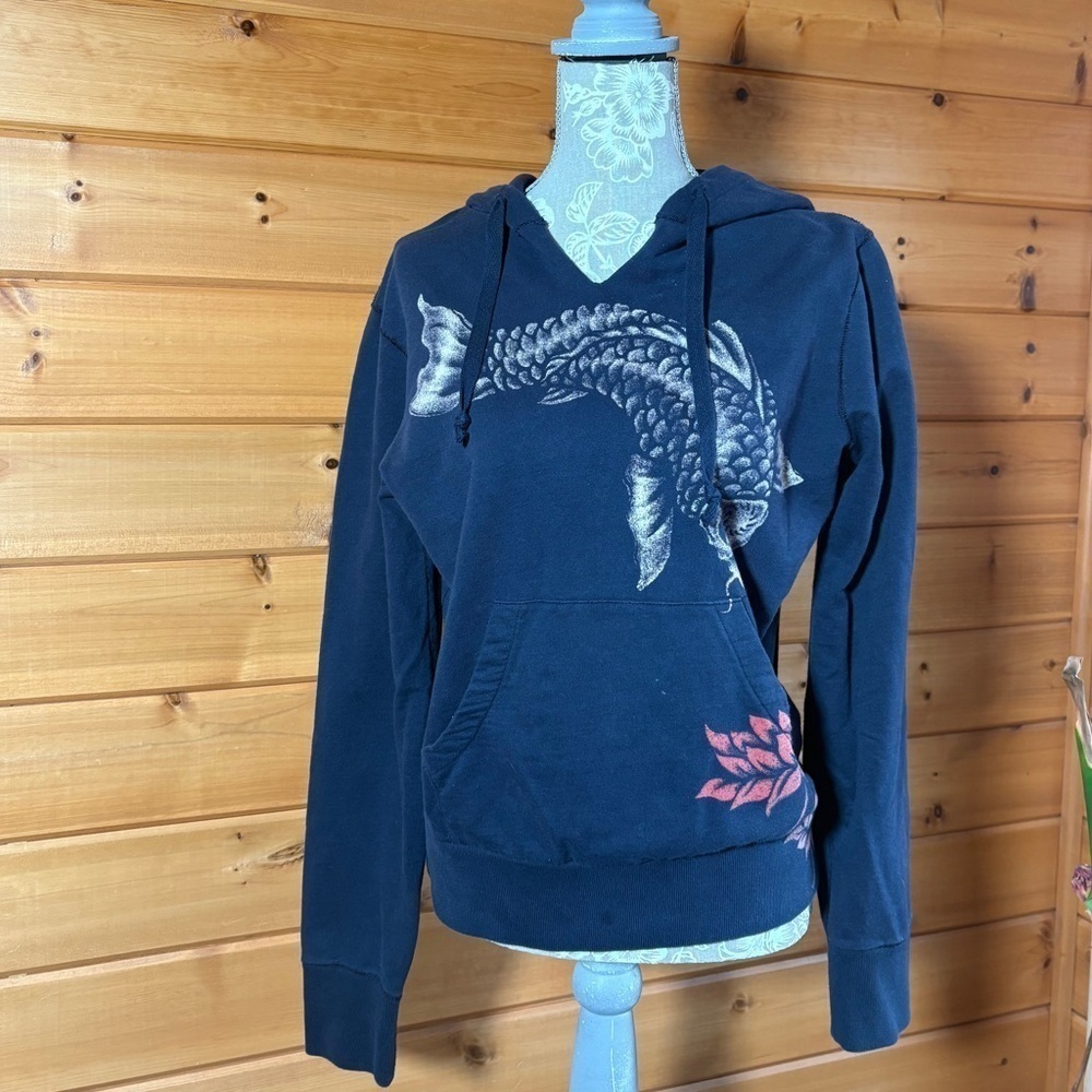 Lucky Navy Hoodie with Fish Design M
